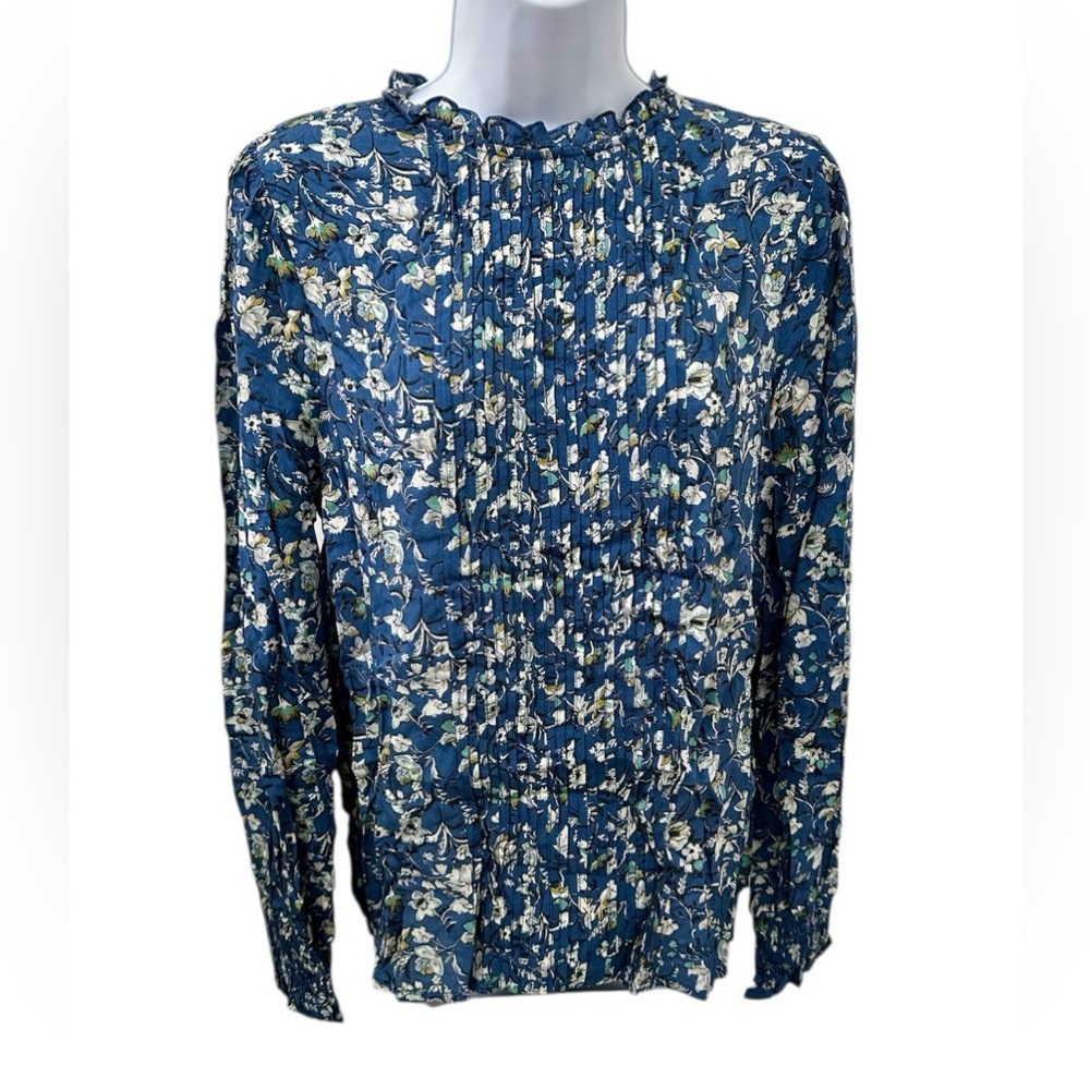 Floral Blue Long Sleeve Blouse